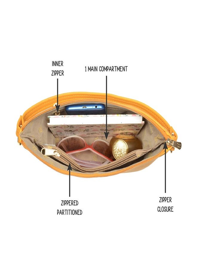 Baggit Women Yellow Saddle Sling Bag Small Size | Ladies Stylish Casual Cross Body Purse Handbag - Image 5